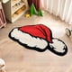 thumbnail image 4 of Felpudo navideño con gorro de Papá Noel para la entrada de casa | Alfombra decorativa navideña con flecos | Alfombra antideslizante de poliéster para sala de estar y dormitorio (uso en interiores), 4 of 6