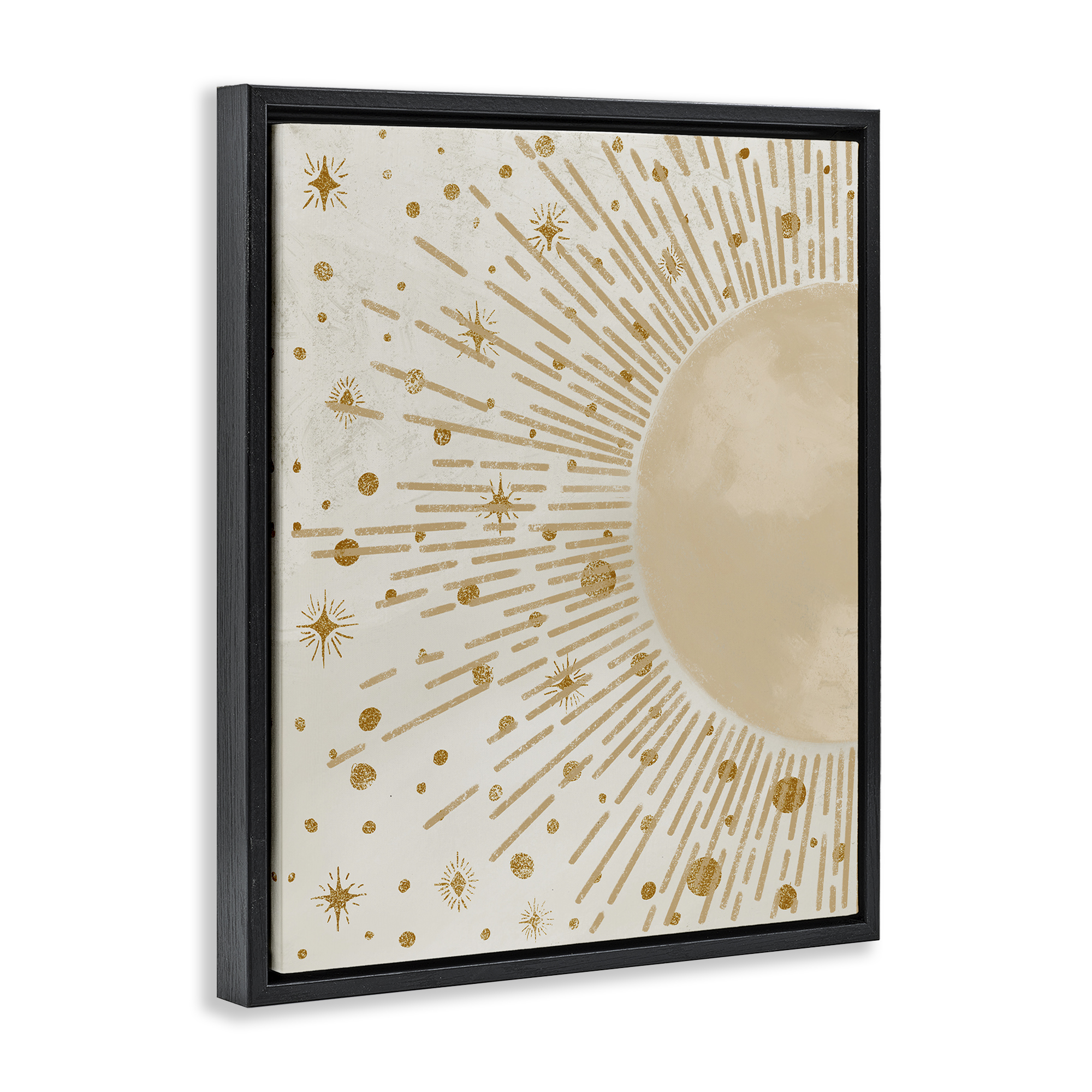Stupell Industries Starry Sun Rays Landscape Painting Black Floater Framed Art Print Wall Art, 25 x 31