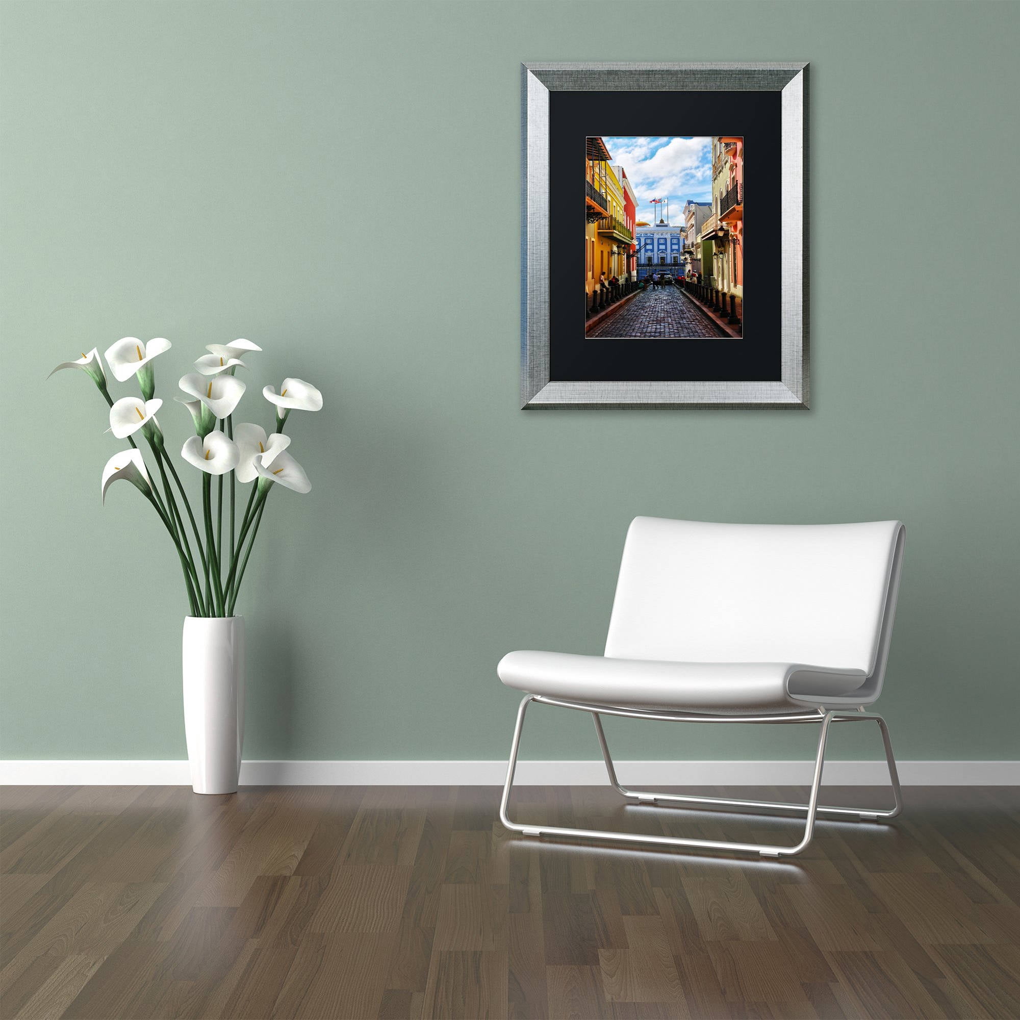 Trademark Fine Art "Old San Juan 7" Canvas Art by CATeyes, Black Matte, Silver Frame