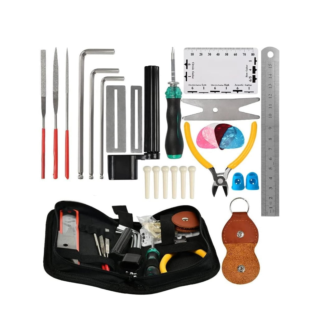 PatungKu 28PCS Comprehensive String Instrument Maintenance Set with Essential Tool for Luthier Guitar Ukuleles Repair and Tuning