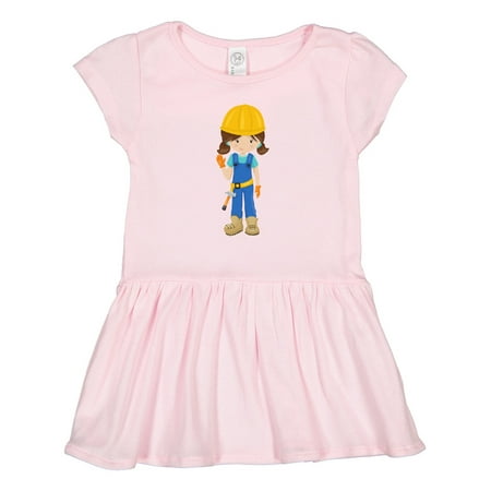 

Inktastic Construction Girl Brown Hair Cute Girl Hammer Gift Toddler Girl Dress