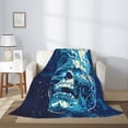 thumbnail image 2 of Sikiie Abstract Blue Skull Cozy Flannel Fleece Throw Blanket: Lightweight & Thick for All Seasons - Perfect for Women, Men, & Kids"50"x40", 2 of 6