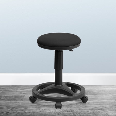 Emma + Oliver Black Ergonomic Stool with Foot Ring