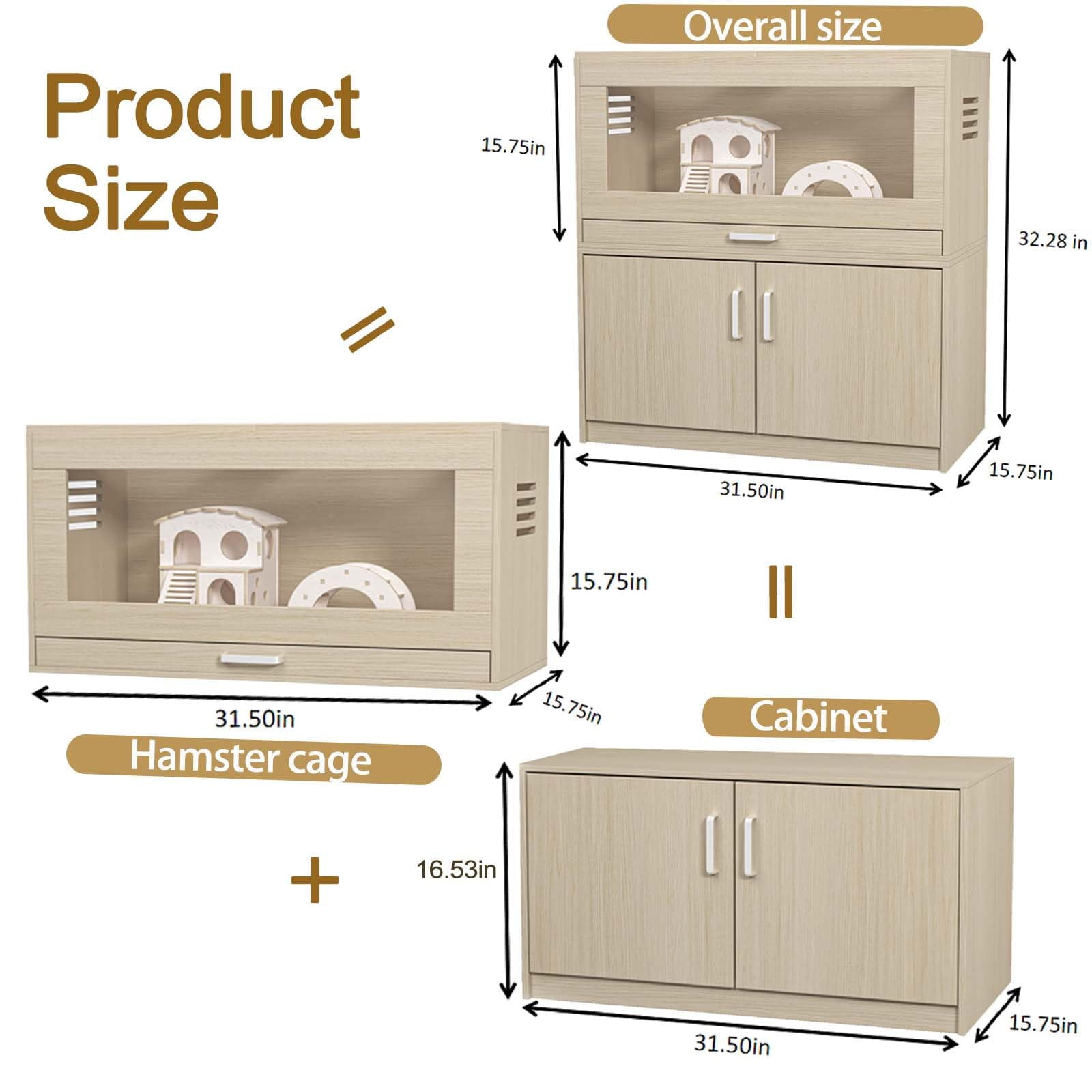 Durable Wooden Hamster Cage With Acrylic Windows, Storage Cabinet, And Openable Top – Perfect For Guinea Pigs, Rabbits, And Small Animals
