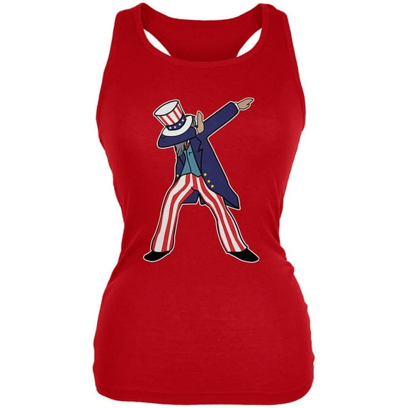 4th Of July Dabbing Uncle Sam Juniors Soft Tank Top Red 2XL