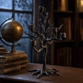 thumbnail image 3 of Spooky Tree Branch Votive Candle Holder, Gothic Halloween Tabletop Centerpiece, Resin Twisted Bare Tree with 5 Candle Slots, Iron Style Haunted Themed Candelabra, Black Creative Home Decor, 3 of 6