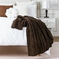 thumbnail image 5 of Battilo Brown Cable Knit Blankets, Herringbone Decorative Knitted Throw,Housewarming Gifts,50"x60", 5 of 6