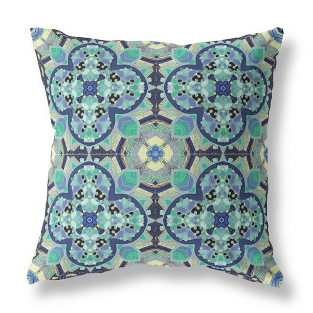 HomeRoots 411788 28 in. Troverleaf Coussin Intérieur et Extérieur & 44; Aqua & Indigo