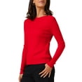 thumbnail image 4 of INSPIRE CHIC Women's Boat Neck Long Sleeve Sweaters Casual Knit Pullover Tops S Red, 4 of 6