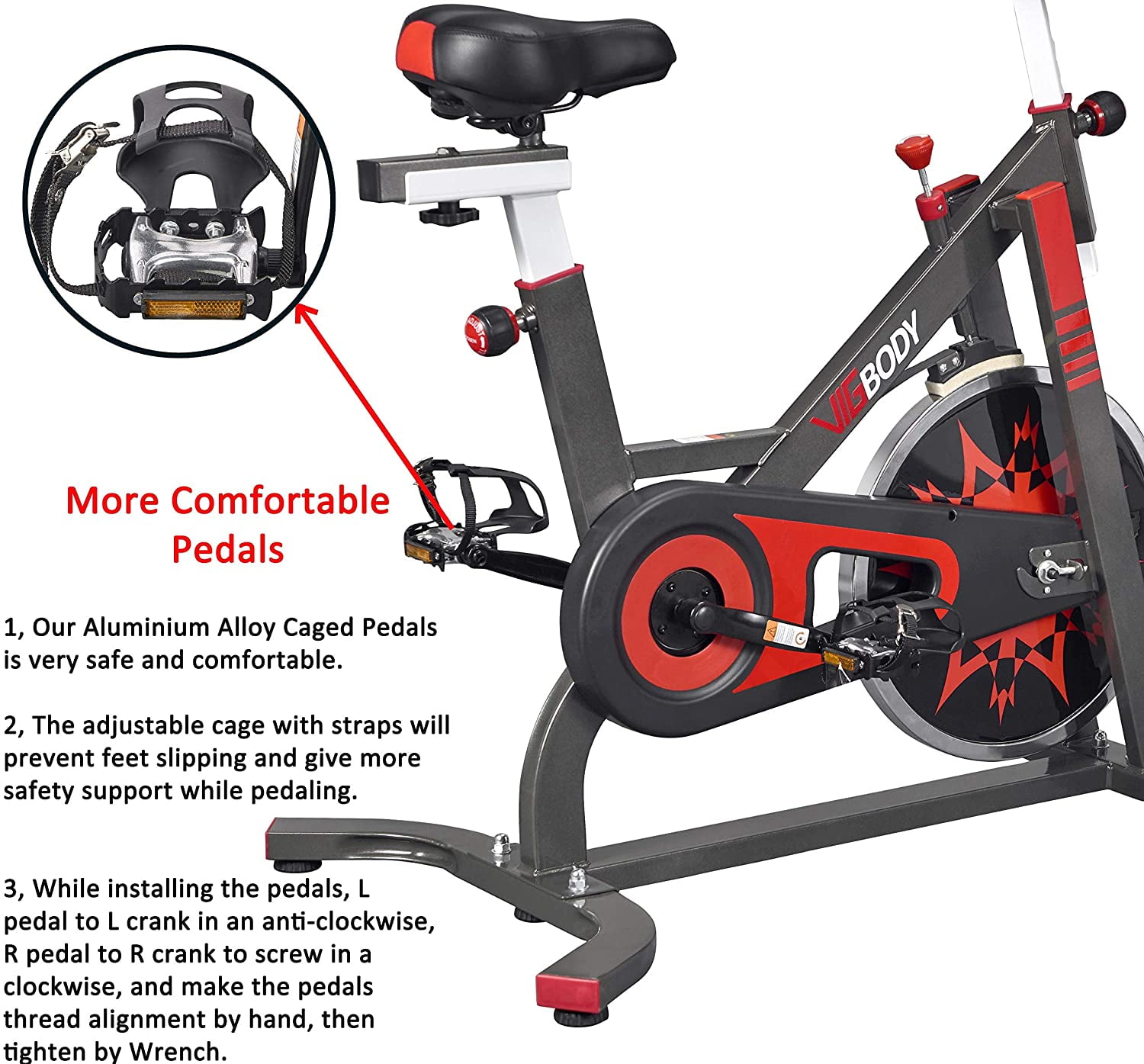 Exercise Bike with Comfortable Seat Red Indoor Cycling Bike Stationary 