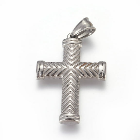 10pcs Tarnish Resistant 304 Stainless Steel Pendants Cross Stainless Steel color 40.5x28x4mm Hole: 5x7mm