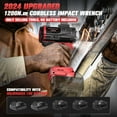 thumbnail image 3 of 1/2" Cordless Impact Wrench for Milwaukee 18V Battery with LED Light, 900FT-LBS (1200N.m) Brushless Electric Impact Gun, Bare Tool Only, 3 of 8