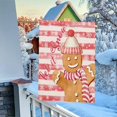 thumbnail image 2 of Let It Snow Snowflake Gingerbread Man Christmas House Flag Pink Striped Winter Farmhouse Outdoor Flags 28 x 40 Inch Double Sided Outside Yard Garden Decoration, 2 of 6