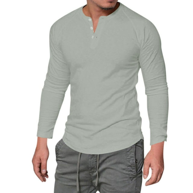 T-shirt à Manches Longues pour Hommes, Col Boutonné, Chandail Décontracté, Blouse pour Hommes
