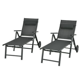 Gymax 2PCS Patio Folding Reclining Lounge Chair w Adjustable Backrest Walmart