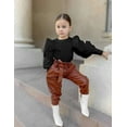 thumbnail image 2 of KANGKANG Toddler Girl Fall Outfits Puff Sleeve Ribbed Tops + Pants 2Pcs Girls Fashion Outfits 2-3T, 2 of 14
