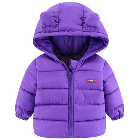 

Baby Boys Girls Bear Ears Hooded Coat Winter Quilted Thicken Cotton Lined Jacket Toddler Cute Outwear Clothes