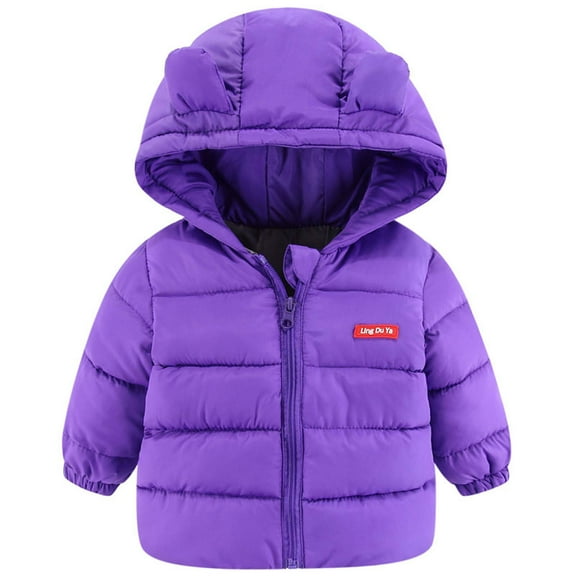 jsaierl Winter Coats for Toddler Boy Girl Cute Bear Ear Hood Cartoon Print Coat Fall Zip Up Thermal Jacket Thicken Outerwear Clothes Puffer Jacket 2T-8T