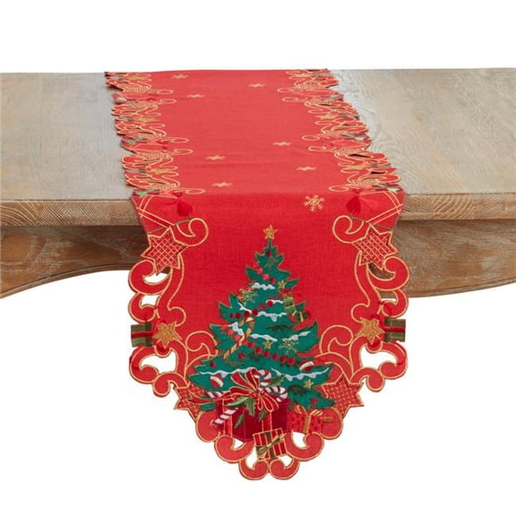 Saro Lifestyle 3071.W1472B 14 x 72 in. Oblong Christmas Tree Table Runner, White