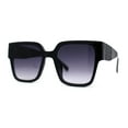 thumbnail image 2 of Womens 90s Designer Thick Temple Horn Rim Chic Sunglasses Black Smoke, 2 of 4