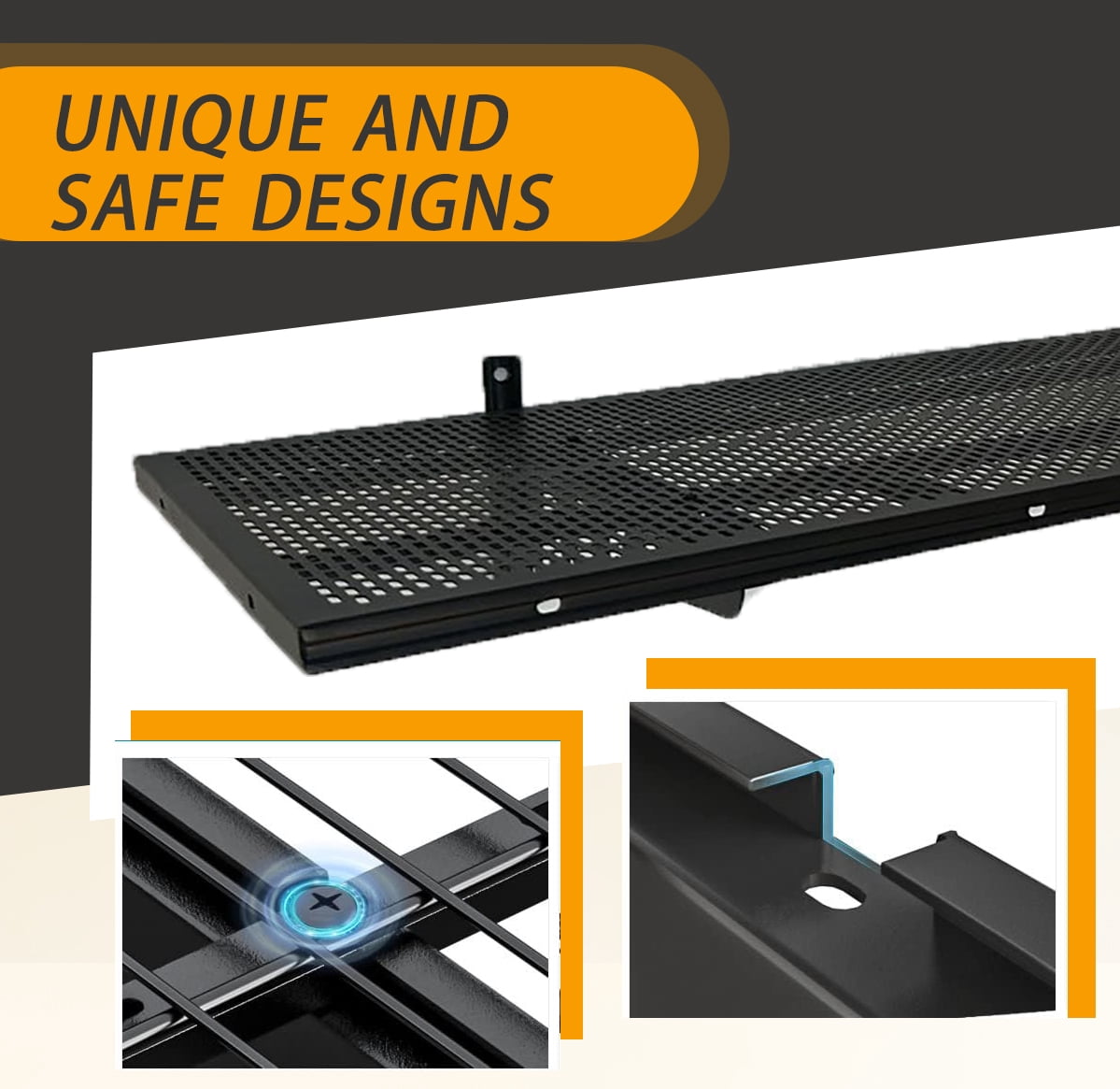 HAINAWANG,4 shelves 4-Pack 1.5x3.8ft 17.7-inch-by-45.2-inch Wall Shelf Garage Storage Rack Wall Mounted Floating Shelves, Black, 4 Pack Loads 1000 lbs