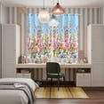 thumbnail image 6 of Curtains 84 Inches Long 2 Panels, Pink Flowers Grommets Window Treatment Curtain, Spring Floral Daisy Pastoral Botanical Sky Blue Thermal Curtains Drapes for Living Room/Bathroom, 6 of 9