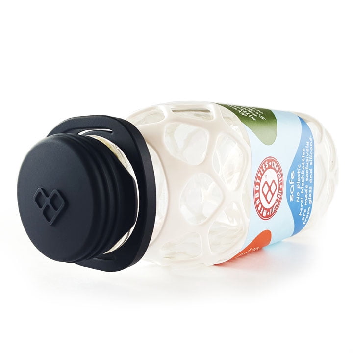 Meshbottle with Silicone Top - Snow White - Plastic-free, BPA-free, Phthalate-free Glass Water Bottle - 32 oz
