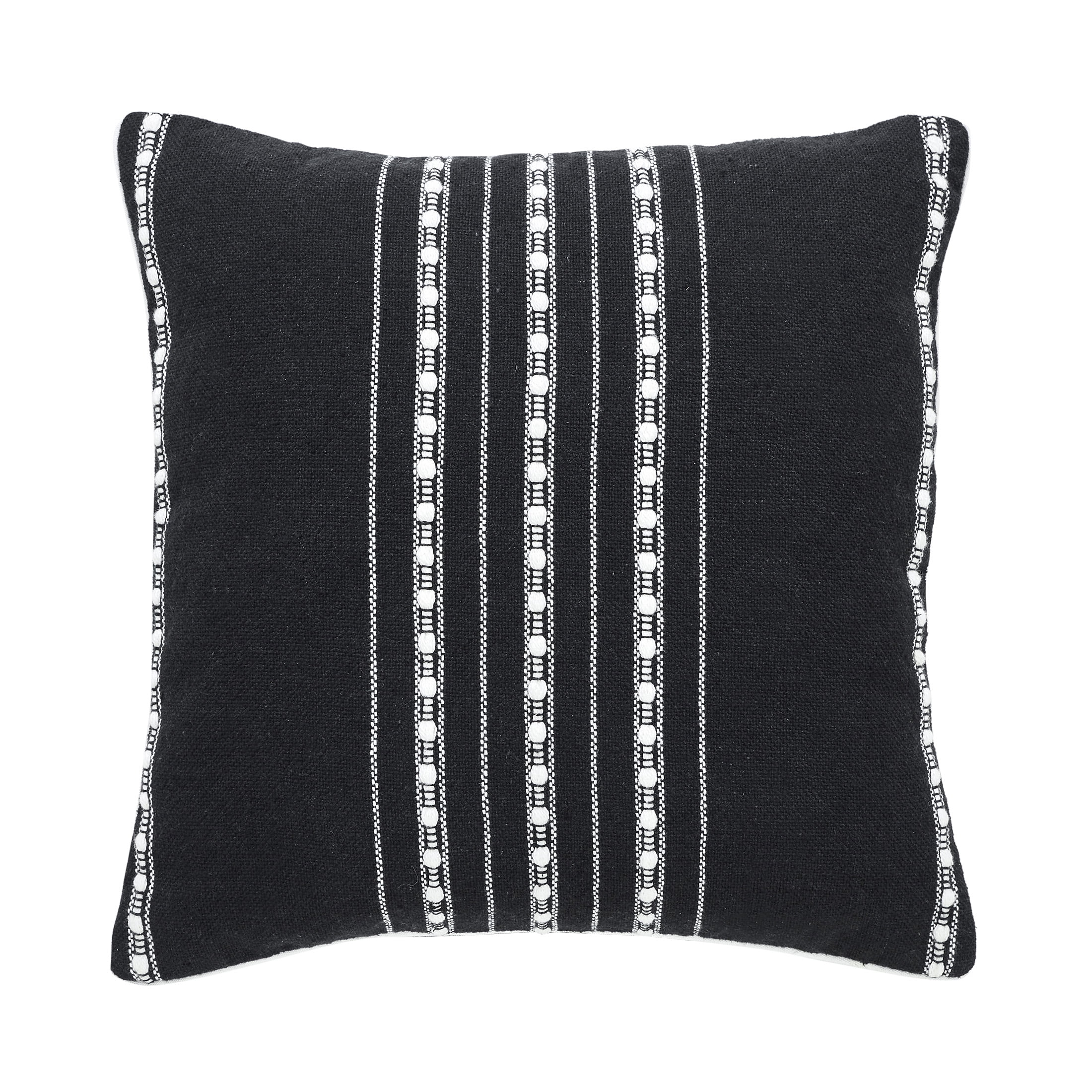 (2 pack) Mainstays 18" x 18" Black Stripe Cord Cotton Rich Decorative Pillow