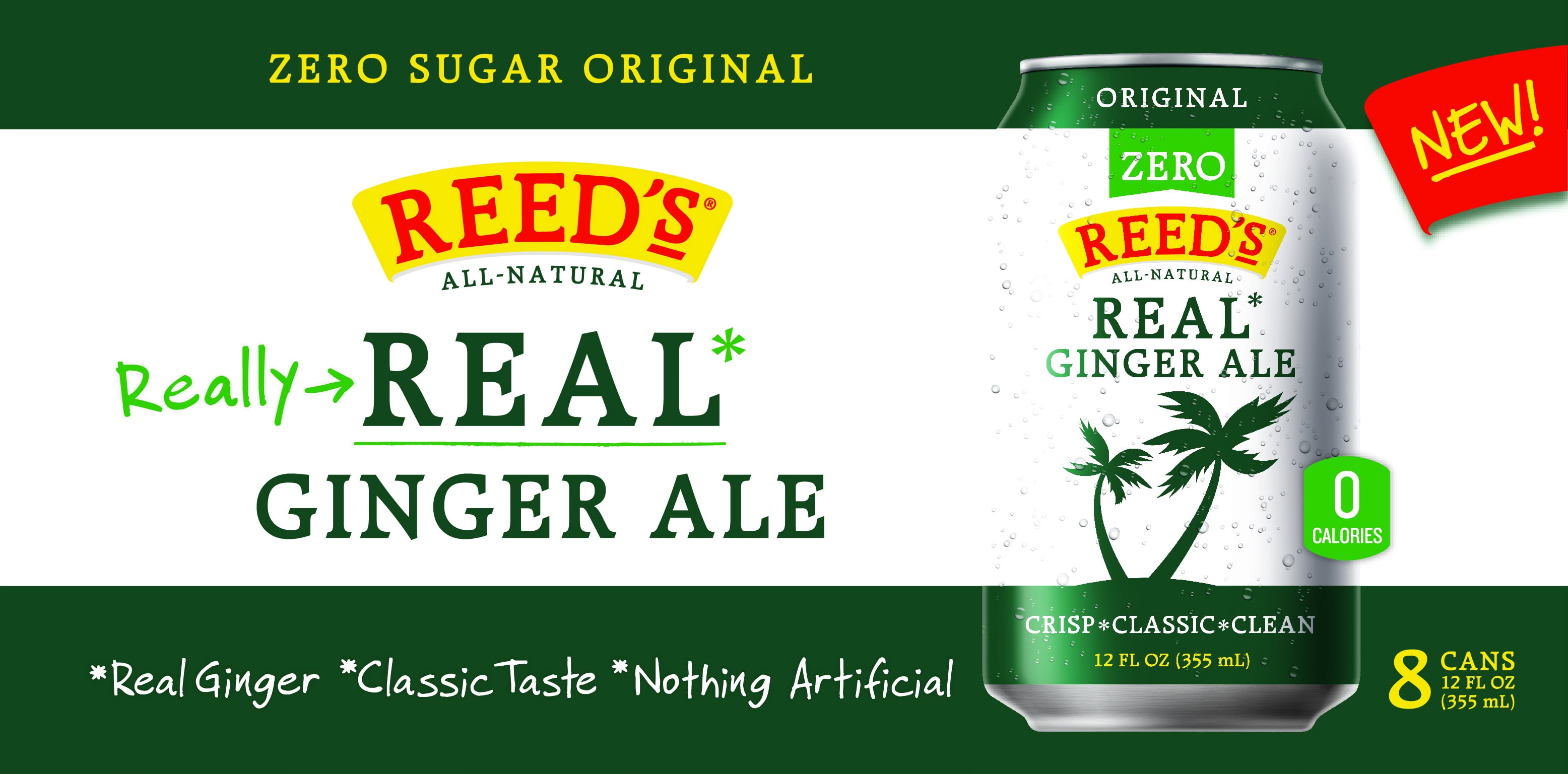 Reed's Zs Real Ginger Ale Soda Pop, 12 Fl Oz, 8 Pack Bottles
