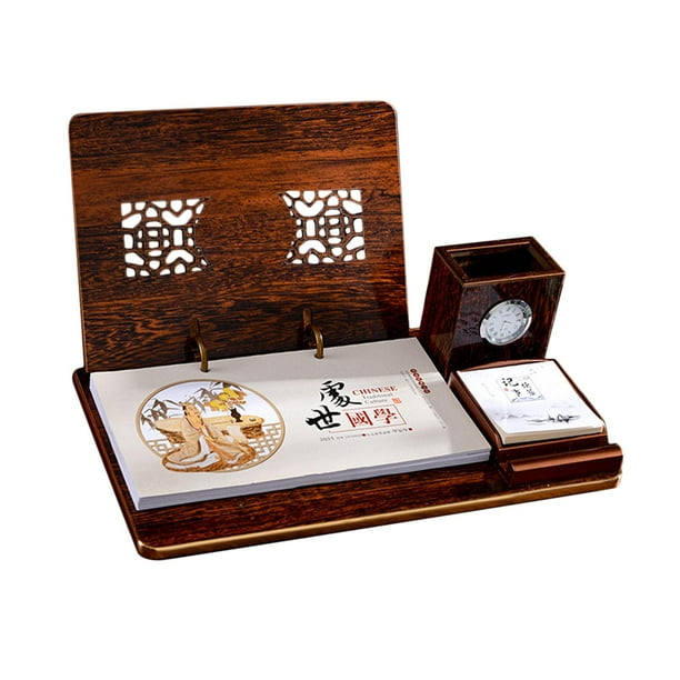 simhoa 2024 Desk Calendar with Pen Holder Note Clock Jan 2024 DEC