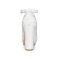thumbnail image 2 of BLISSFUL STEP Women's Block Heel Pumps Platform Ankle Strap Round Toe Heel White 9, 2 of 7