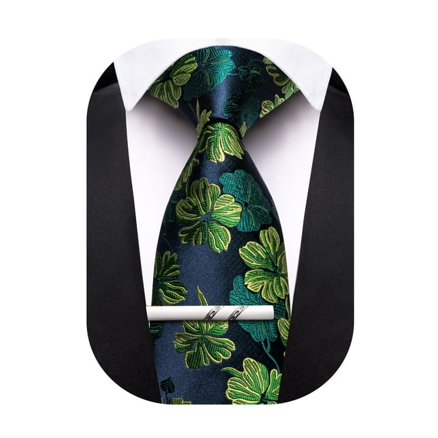 Corbata Barry.Wang Floral Azul Marino y Verde 150 cm x 8.5 cm