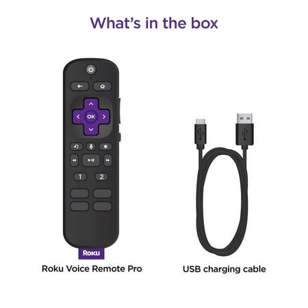Voice Remote Pro – Rechargeable Remote with TV Controls for Roku Players, Roku TV, and Roku Streambars - Black