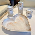 thumbnail image 3 of Vintage Wooden Candle Holder Set, Table Decor Wooden Heart Tray with 3 Tealight Candles Holders for Tables Centerpiece Farmhouse Living Room Decoration, 3 of 8