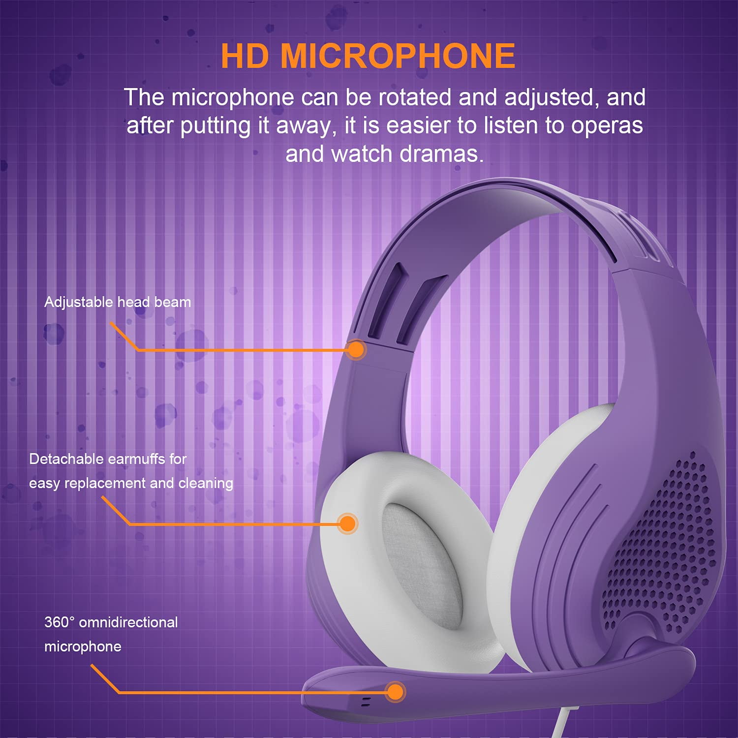 Purple Gaming Headset for Xbox One PS4 Noise Cancelling Over Ear Headphones with Microphone for Kids Purple Walmart
