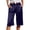 Dark Blue, variant on GEWSEY Women's Silk Satin Capri Pajamas Pants Loungewear Sleep Cropped Pants Elastic Waist Silky Lounge Pj Bottoms with Pocket (Dark Green, XXL)