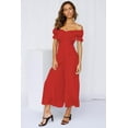 thumbnail image 4 of CoCozhu Women's Casual Ruffle Off Shoulder Sleeveless High Waisted Loose Long Wide Leg Jumpsuit Rompers Summer Beach Outfits, 4 of 7