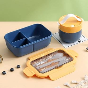 Latiable Plastic Bento Box with 3 Compartments & Soup Cup