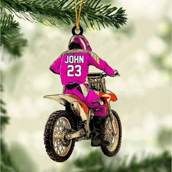 Custom Dirt Bike Acrylic Ornament, Dirt Bike Christmas Ornament 2025, Dirt Bike Player Ornament, Dirt Bike Tree Decor, Dirt Bike 2025, Gifts for Dirt Bike Lovers, Players (DB10) - 3131 (Pink)