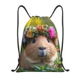 thumbnail image 1 of Xecao Flower Crown Guinea Pig Pattern Sports Drawstring Backpack - String Swim Gym Bag with Wet Proof Pocket for Women&Men-Medium, 1 of 6