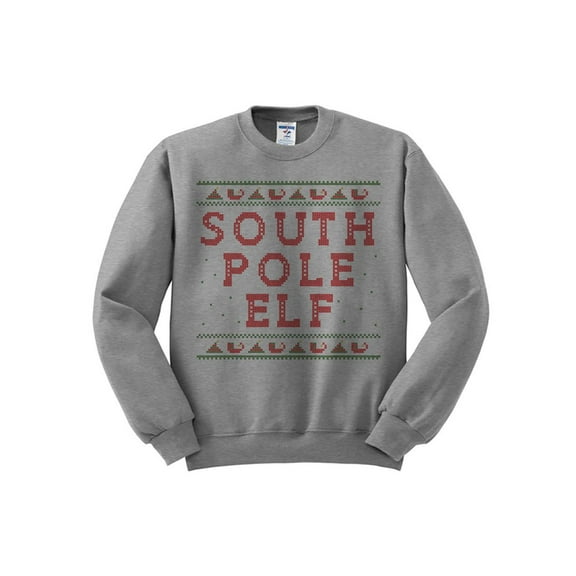 South Pole Elf Christmas Sweatshirt 2X-Large Grey
