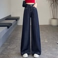 thumbnail image 4 of WILLBEST Pantalones Mujer Pantalones Vaqueros de Pierna Ancha y Cintura Alta para Mujer, Elásticos, Cómodos, Sueltos y Fluidos, Ropa Informal para Uso Diario, Atuendo de Verano y Otoño. Extra Grande, 4 of 5