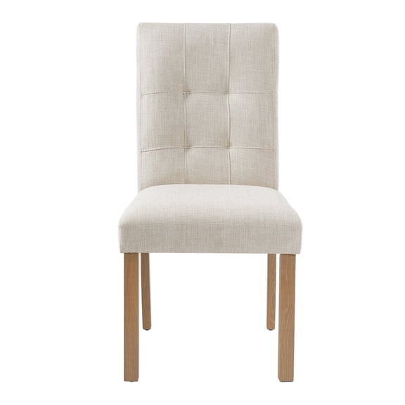 Xukmct 4 Pack Armelss Side Chair with Wood Legs, Fabric Upholstered Dining Chair for Kitchen, Dining Room, Living Room, Beige   Brown