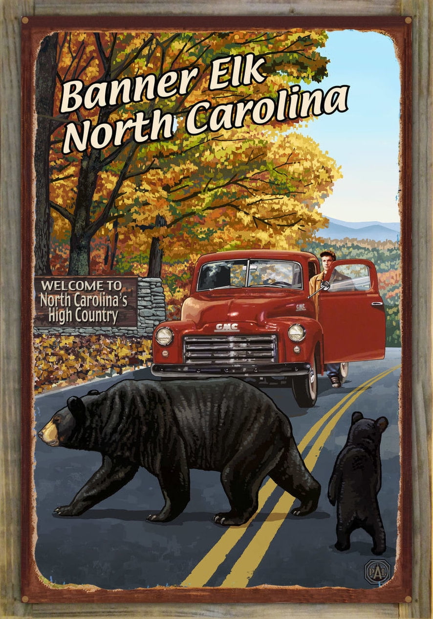 Banner Elk North Carolina Truck With Sign Rustic Metal Print On