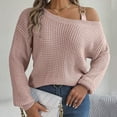 thumbnail image 2 of Fgnfyis Women Cold Shoulder Sweater with Metal Buckle Strap Long Sleeve Knit Pullover Top for Fashion Knitwear Pink S, 2 of 5