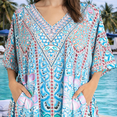 thumbnail image 2 of Miss Lavish London Caftans for Women Summer Ladies Long Kimono Maxi Style Kaftans Dress for Regular to Plus Size Maxi Dress, Teal, 6-12, 2 of 6