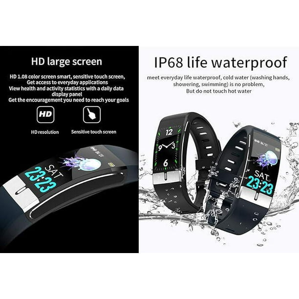 ECG Smart Watch Red IP68 Waterproof Fitness Tracker with EKG PPG SPO2 Temperature Measurement Heart Rate Blood Pressure Sleep Monitor Calorie