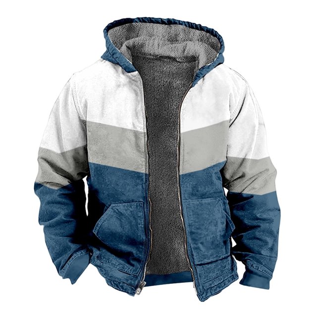 Winter Men's Hooded with Color Block 3D Print Padded Jacket for Cold Weather Warmth and Style