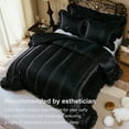 thumbnail image 5 of Satin Queen Comforter Set Silk Like Satin Bedding Set Hotel Soft Polyester Black Bed Set Luxury Silky Pillow Cover with Quilt Set Ruffle Down Comforter Home Decor, 5 of 10