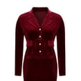 thumbnail image 7 of Giftesty Women's Slim Fit Solid Color Turn-Down Collar Long Sleeve Velvet Stylish Casual Button Detail Faux Pocket Blazer Jacket, 7 of 7